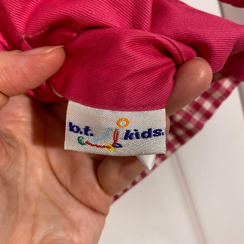 Y2K VTG B.T. Kids REVERSIBLE Pink & White Gingham Hooded Rain Jacket Size 24M